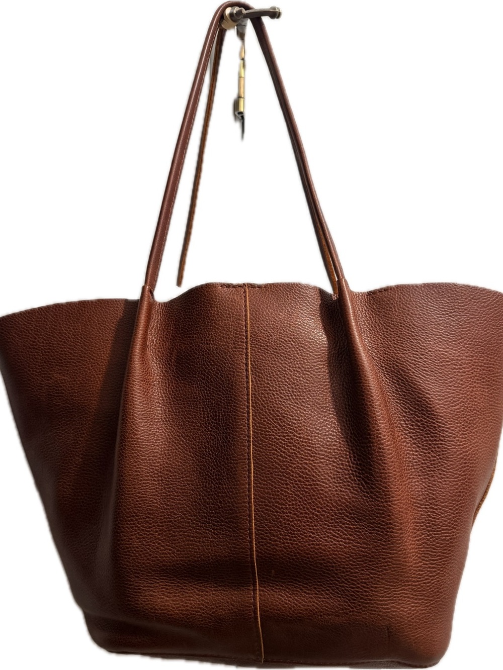 Classic Pebbled Leather Brown Tote - Everyday Shoulder Bag